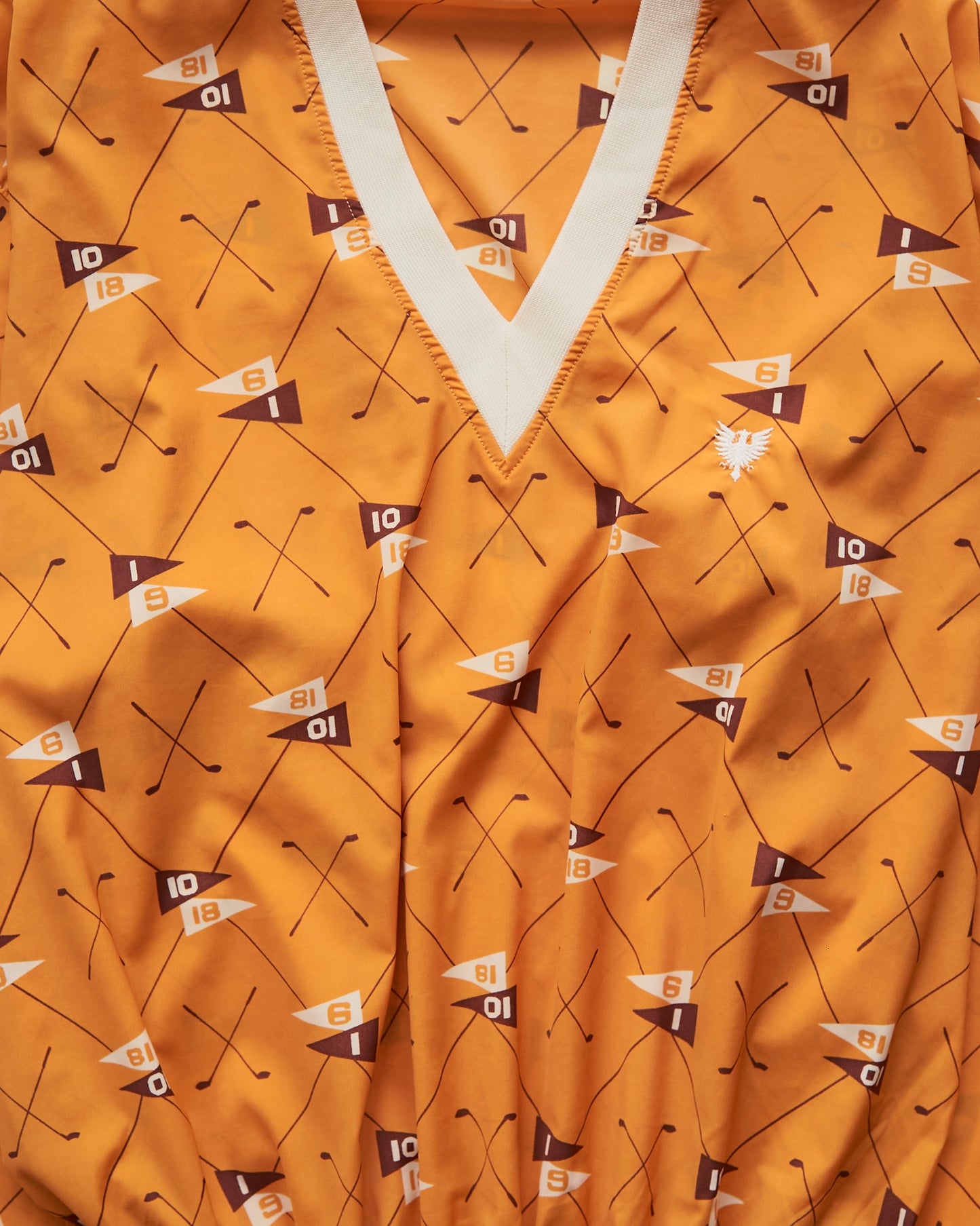 80-90s DUNLOP Golf Motif Stretch Nylon Rib Pullover / Mustard