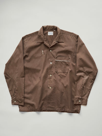 【Size S-M】 -60s BRENT  Chess Emblem Loop Collar Cotton Shirt / Brown