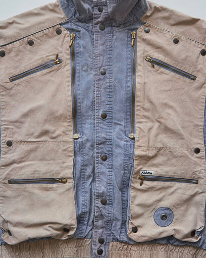 【SIZE M-L】80-90s FLASH Cotton Twill Detachable Multi-Pocket Bomber Jacket / Grey Beige
