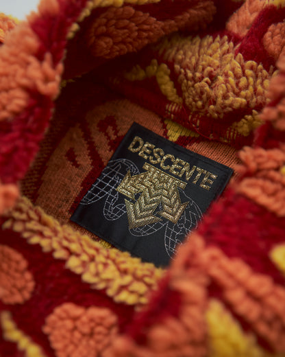 【SIZE L】90s DESCENTE Acrylic Jacquard Boa Tribal Pattern Pullover / Red
