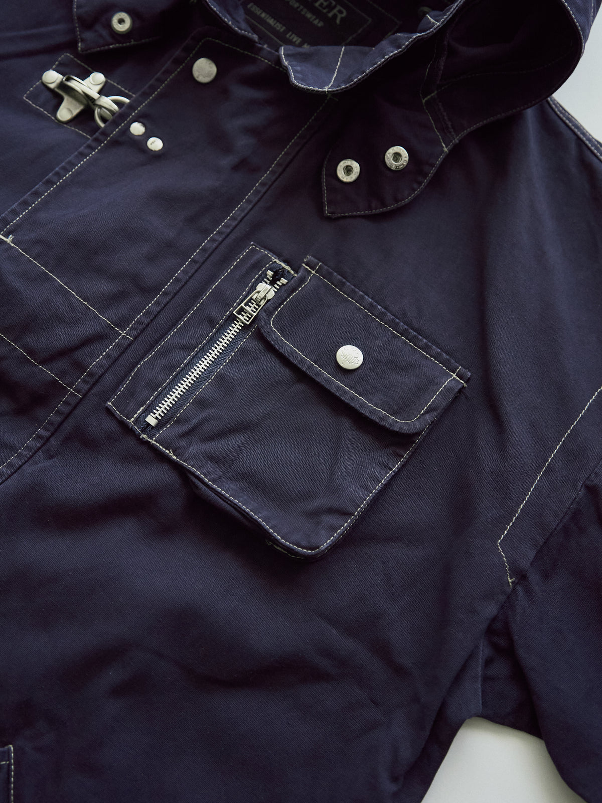 【SIZE L】OXER Cotton Detachable Hood Fireman-Hook  Coat / Navy