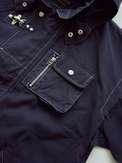 【SIZE L】OXER Cotton Detachable Hood Fireman-Hook  Coat / Navy