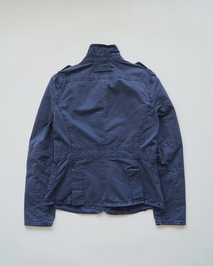 【SIZE S】ARMANI JEANS Garment-Dyed Cotton Convertible-Collar Field Jacket / Navy