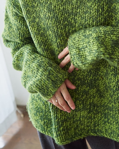 【SIZE S-M】 -00s DKNY  Wool Mock Neck Sweater / Green Melange