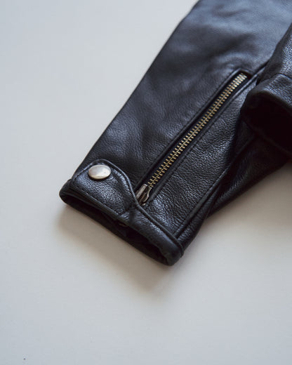 【SIZE S-M】80-90s HEIN GERICKE Colorblock Leather Racing Jacket / Black Orange