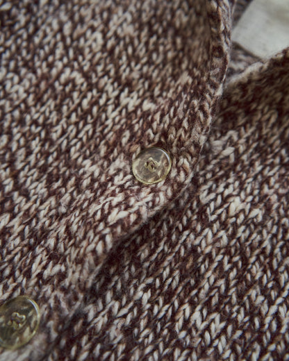 【SIZE S】 -90's agnès b. Melange Shawl Collar Cardigan / Brown