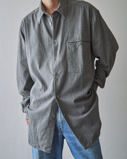 【SIZE L】80's-90s ERMENEGILDO ZEGNA Melange Flannel Cotton Shirt / Charcoal Grey