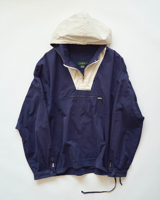 【SIZE XL】90's J.CREW Cotton Two-Tone Pullover Anorak / Navy x Ivory