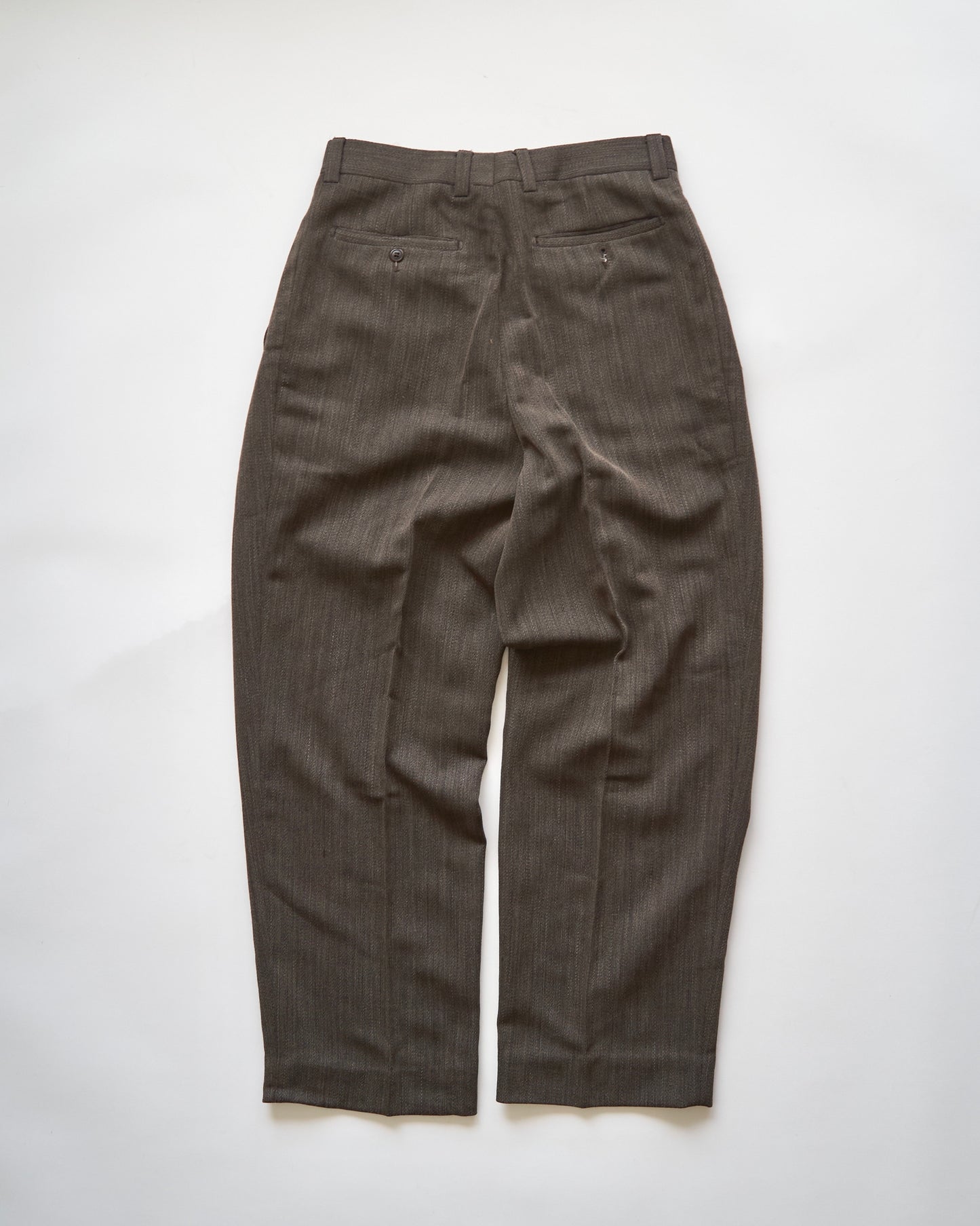 【Size S】 80-90s Italy Light Wool 3Tuck Summer Trousers / Brown