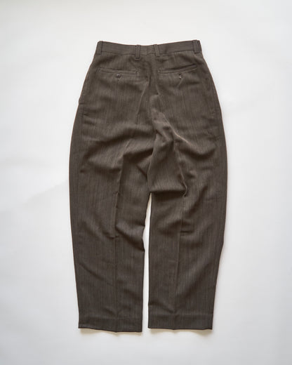 【Size S】 80-90s Italy Light Wool 3Tuck Summer Trousers / Brown