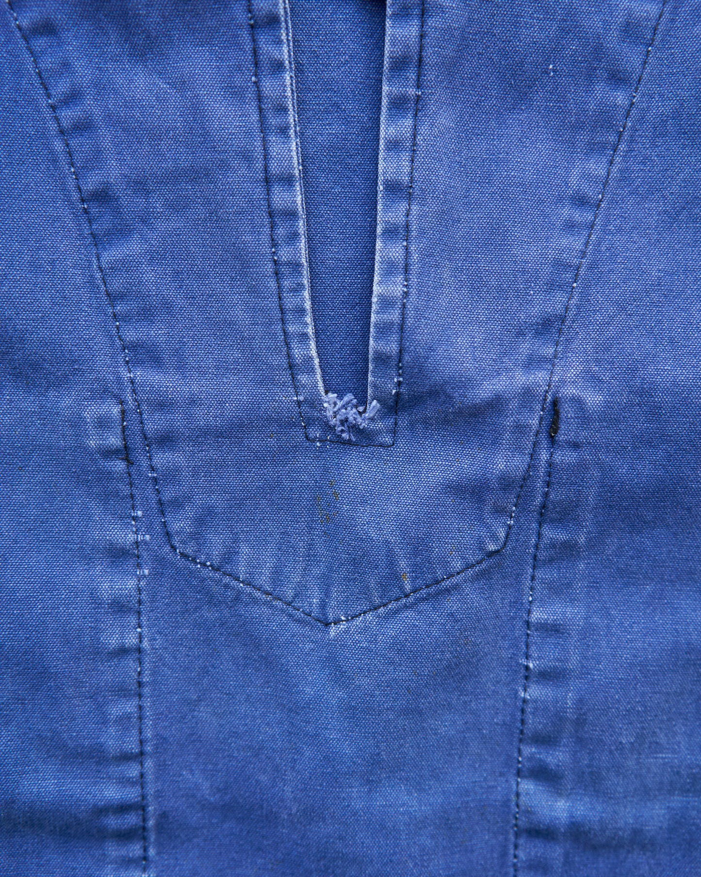 ~70s LE GLAZIK Cotton Canvas Faded French Fisherman Pullover Smock / Blue
