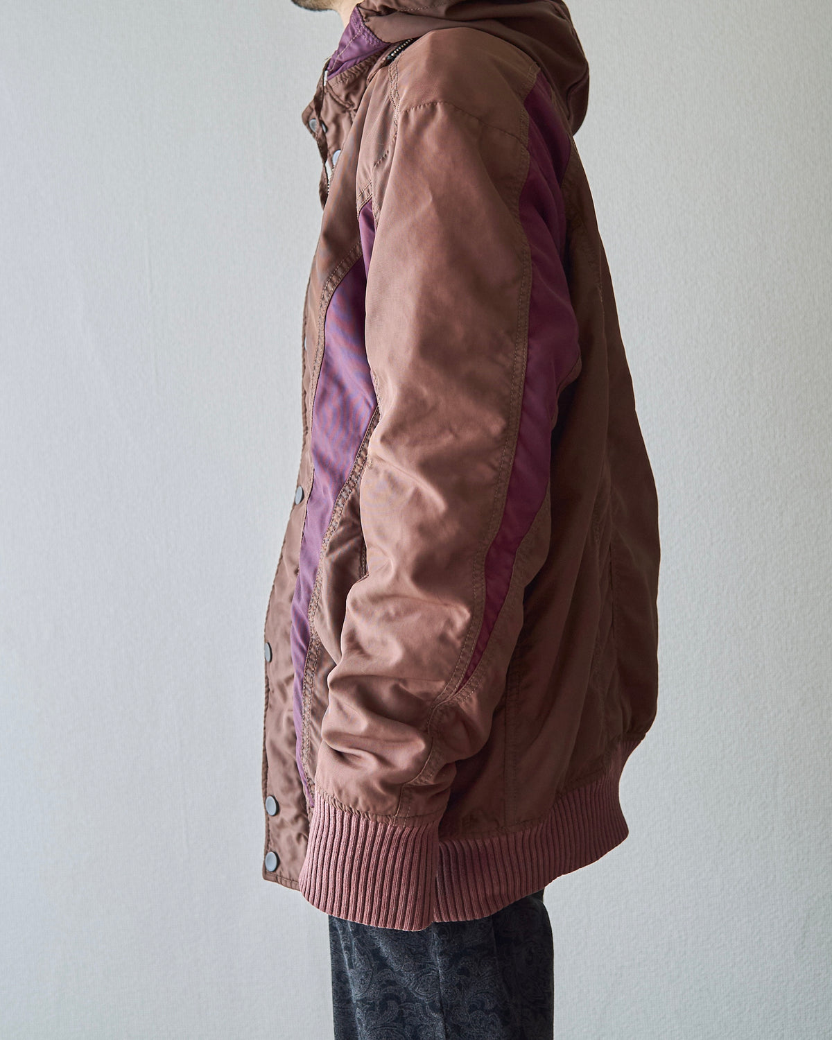 【SIZE M-L】00s DIESEL Multi-Zip Curved Bomber Jacket / Brown Purple