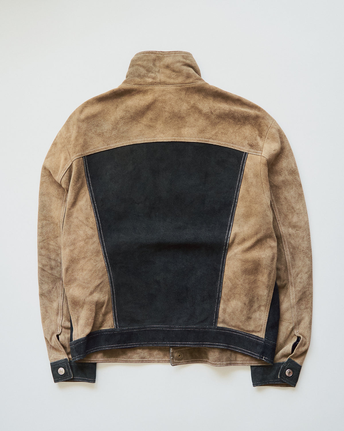 【SIZE M-L】90s DIESEL Suede Two-Tone Trucker Jacket / Beige Black