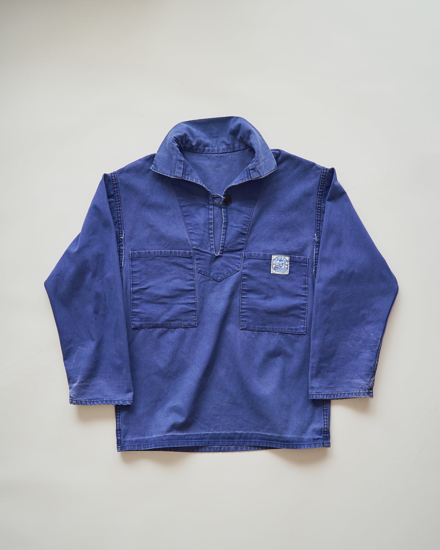 ~70s LE GLAZIK Cotton Canvas Faded French Fisherman Pullover Smock / Blue