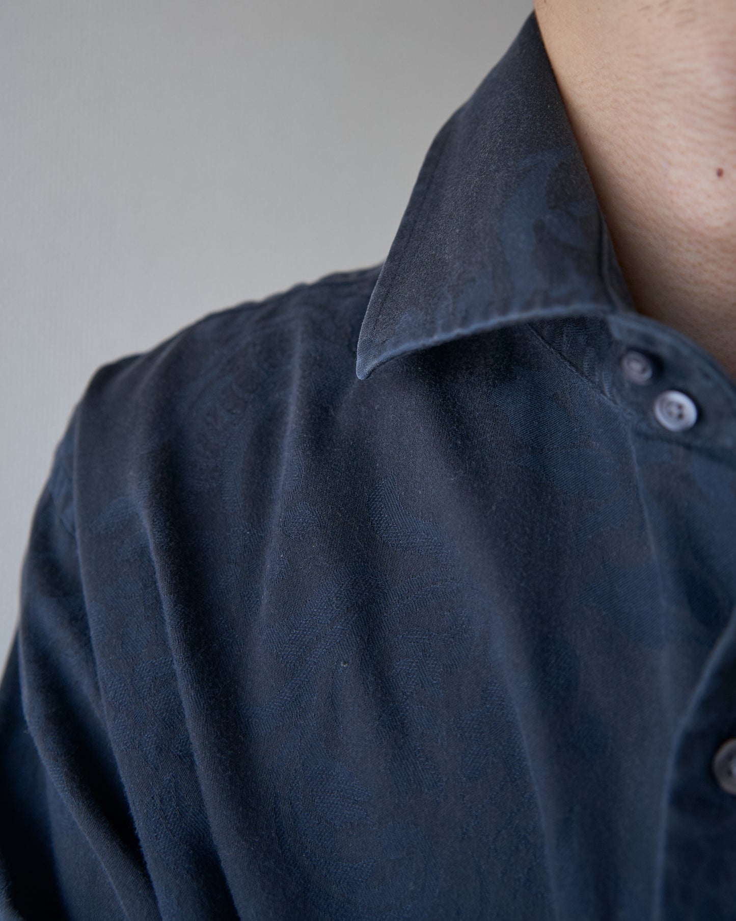 〜00's BANANA REPUBLIC Botanical Jacquard Cotton Shirt / Black