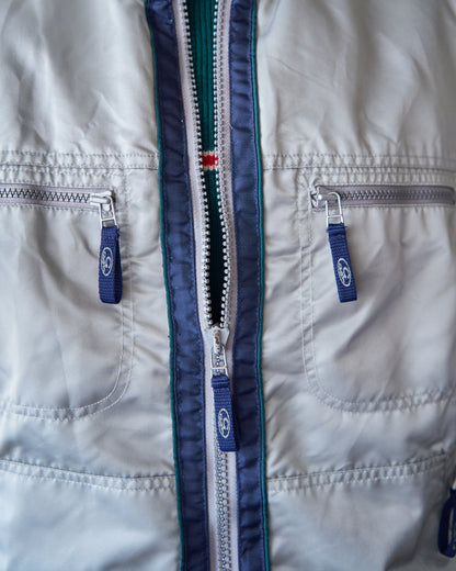 【SIZE M-L】90s-00s GAP Silver Nylon Multi-Pocket Utility Jacket
