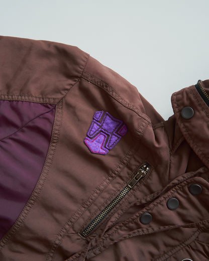 【SIZE M-L】00s DIESEL Multi-Zip Curved Bomber Jacket / Brown Purple