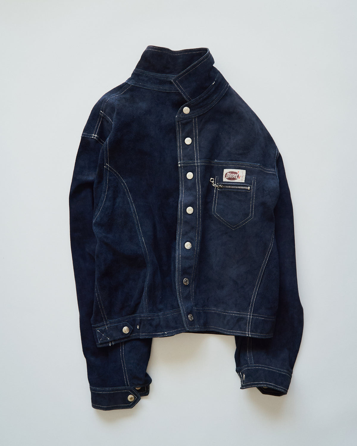 【SIZE L】90s-00s DIESEL Suede Reversible Trucker Jacket / Navy
