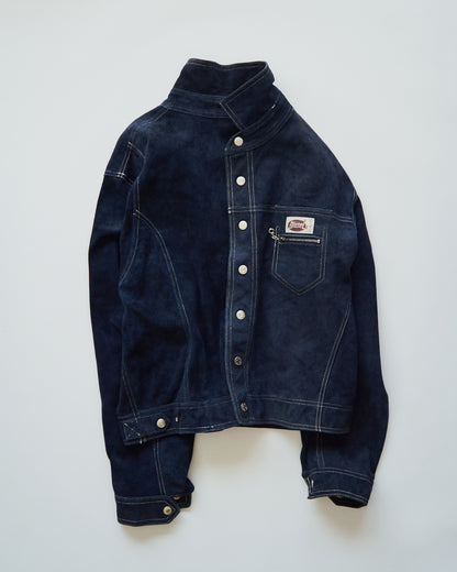 【SIZE L】90s-00s DIESEL Suede Reversible Trucker Jacket / Navy