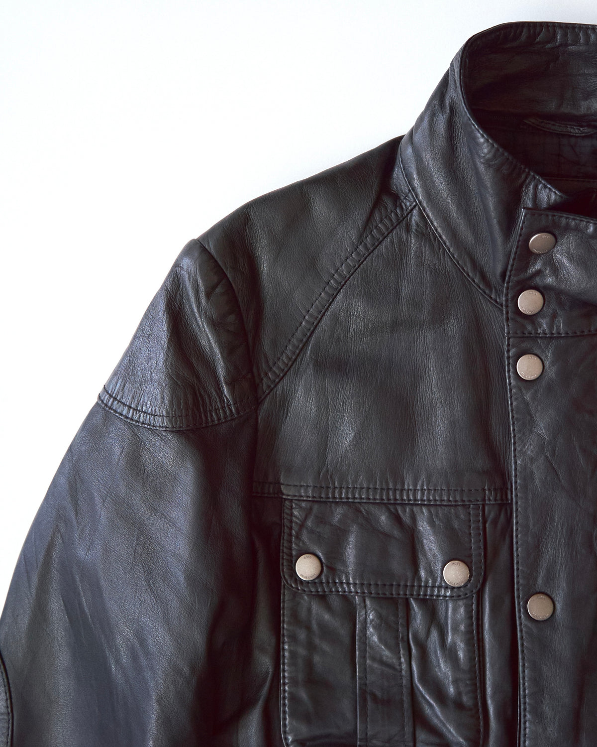 【SIZE L】00s-10s HUGO BOSS Lambskin Leather Utility Jacket/ Black