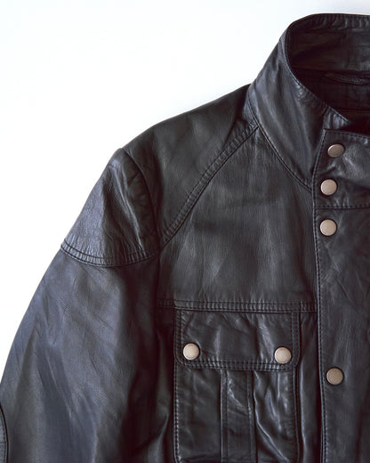 【SIZE L】00s-10s HUGO BOSS Lambskin Leather Utility Jacket/ Black