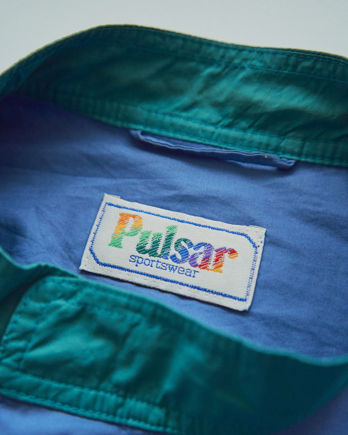 【SIZE M-L】80-90s PULSAR SPORTSWEAR Cotton Color-Block Sport Jacket / Cornflower Teal