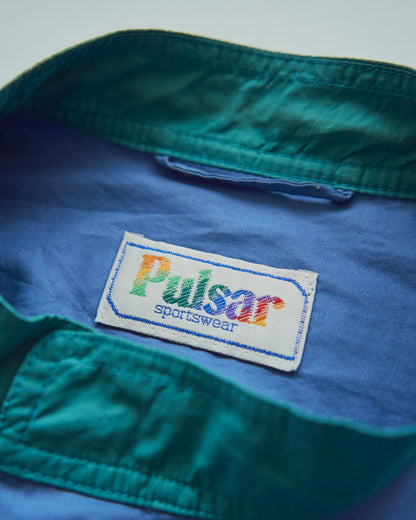 【SIZE M-L】80-90s PULSAR SPORTSWEAR Cotton Color-Block Sport Jacket / Cornflower Teal