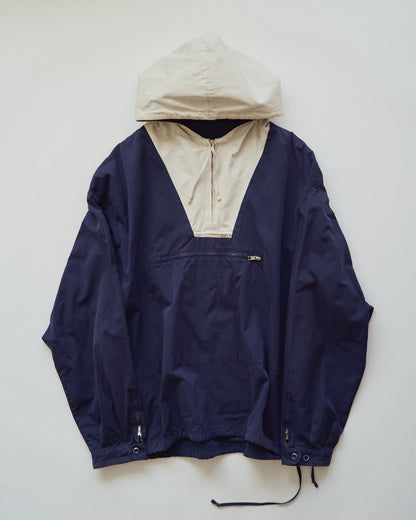 【SIZE XL】90's J.CREW Cotton Two-Tone Pullover Anorak / Navy x Ivory