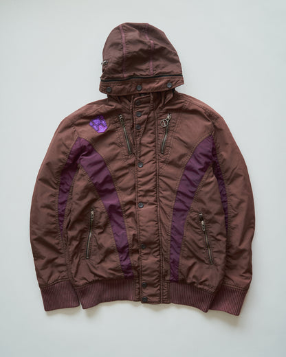 【SIZE M-L】00s DIESEL Multi-Zip Curved Bomber Jacket / Brown Purple