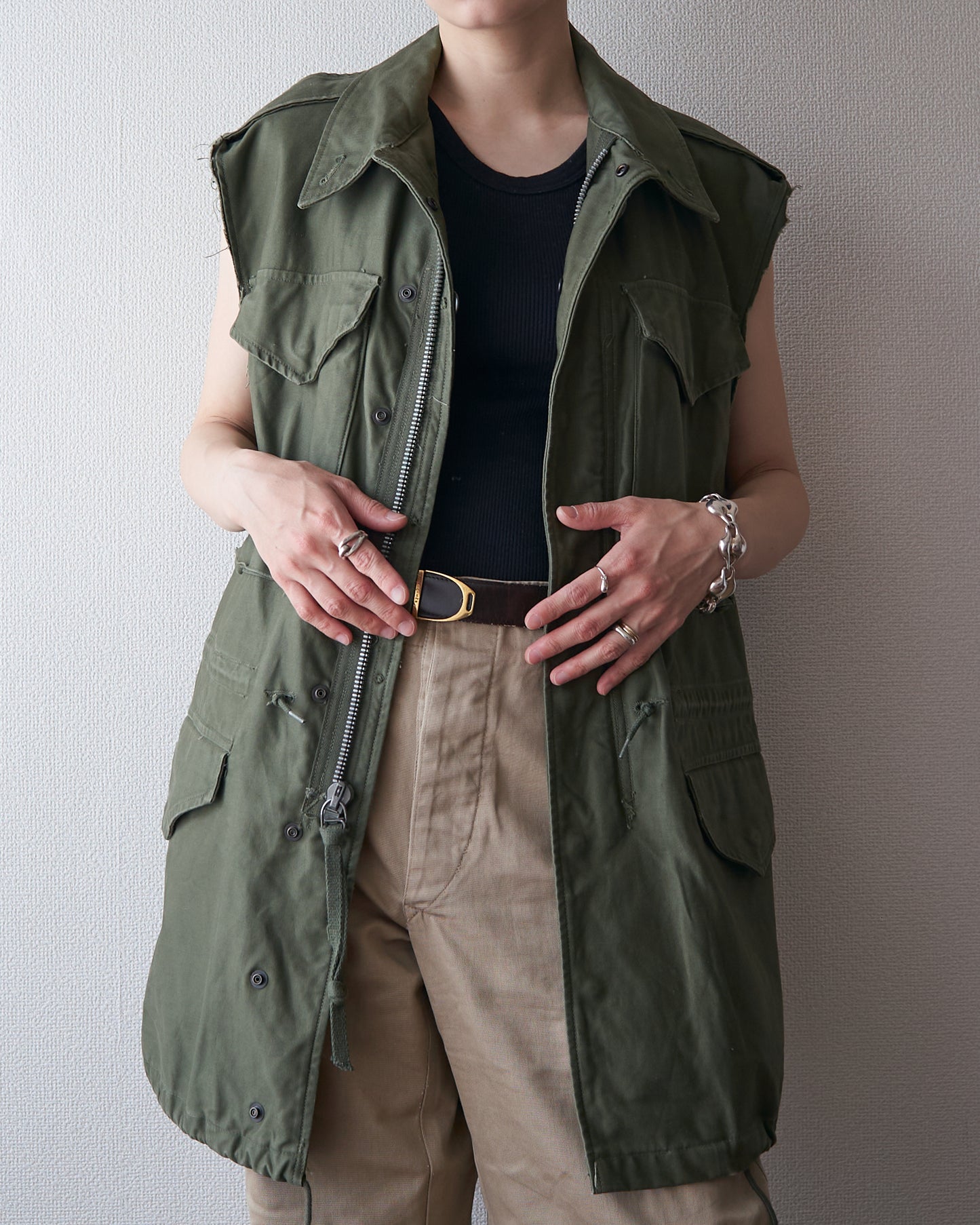60s US ARMY M-51 Field Jacket Custom Vest / OG-107 Olive