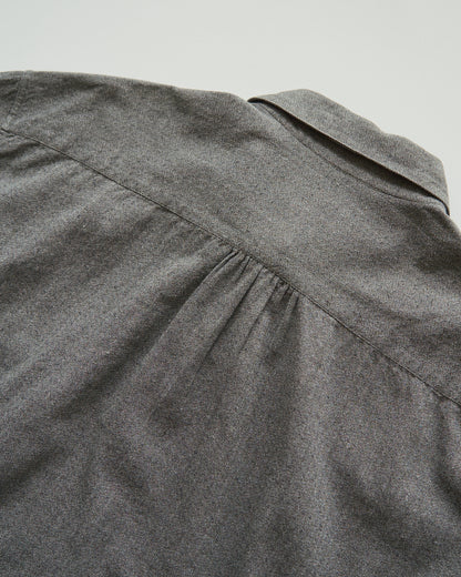 【SIZE L】80's-90s ERMENEGILDO ZEGNA Melange Flannel Cotton Shirt / Charcoal Grey
