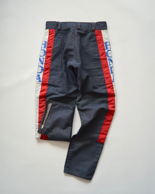 【Size S】~70s HONDA Motocross Racing Denim Pants / Painted Outseam Stripe
