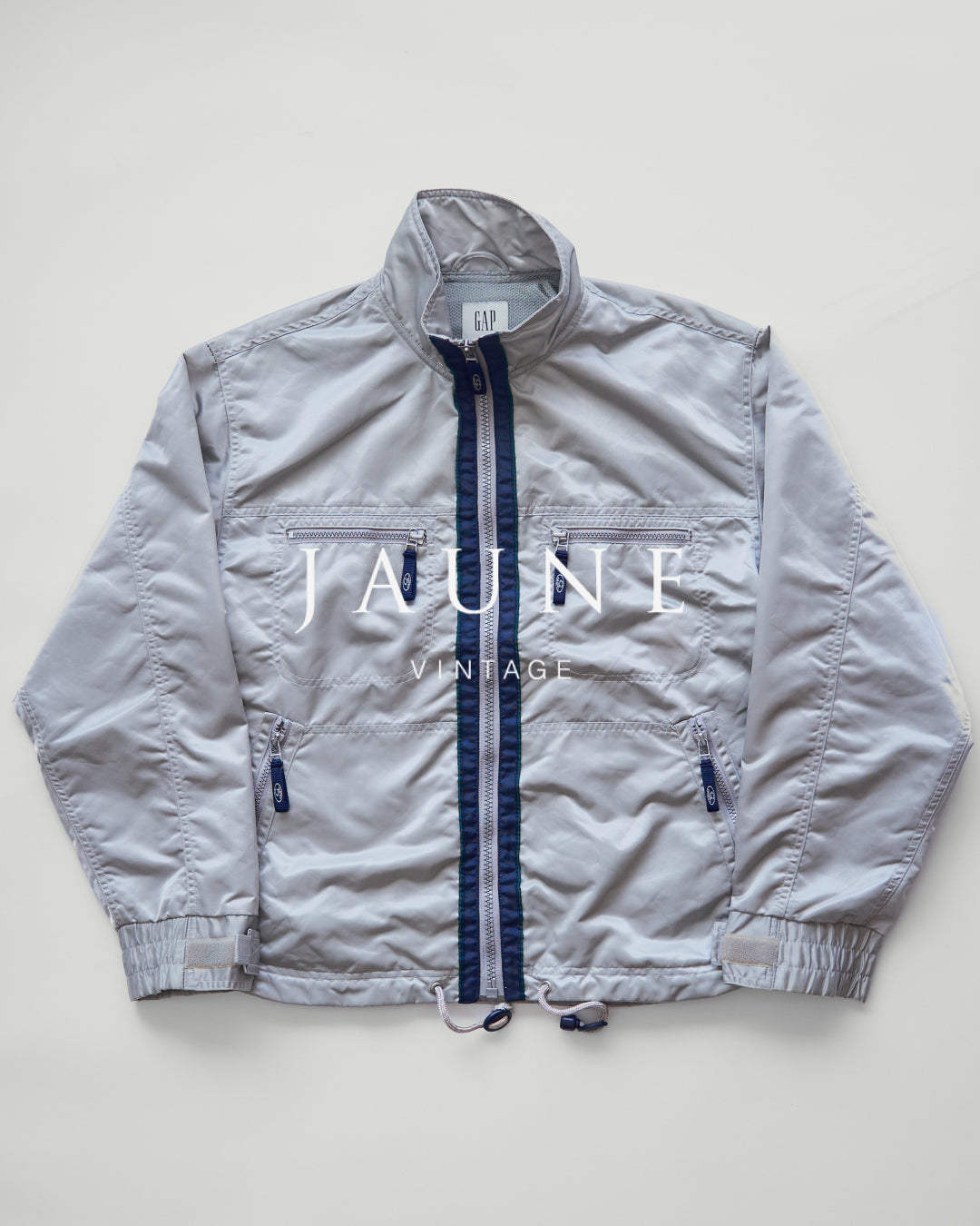 【SIZE M-L】90s-00s GAP Silver Nylon Multi-Pocket Utility Jacket