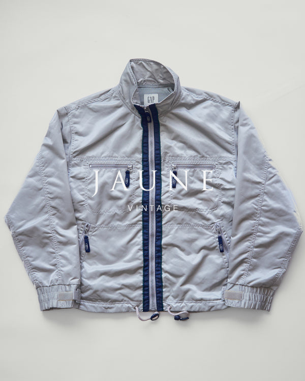 【SIZE M-L】90s-00s GAP Silver Nylon Multi-Pocket Utility Jacket