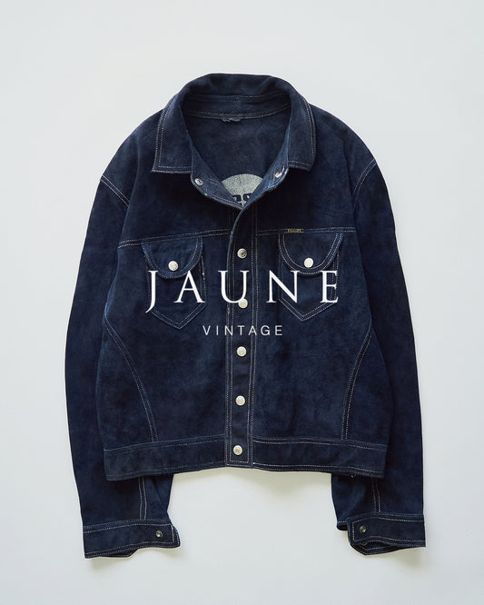 【SIZE L】90s-00s DIESEL Suede Reversible Trucker Jacket / Navy