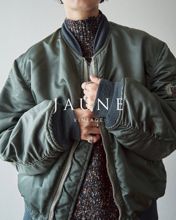 【SIZE S-M】70s CONCORD INDUSTRIES Reversible Nylon MA-1 Flight Jacket / Sage Green