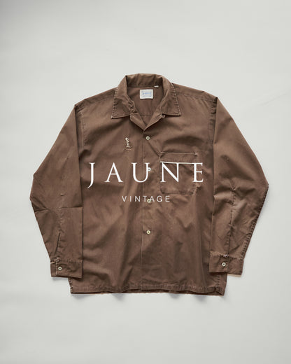 【Size S-M】 -60s BRENT  Chess Emblem Loop Collar Cotton Shirt / Brown