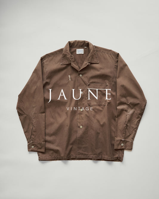 【Size S-M】 -60s BRENT  Chess Emblem Loop Collar Cotton Shirt / Brown
